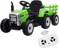 Electric Ride-On Tractor with Trailer for Kids - LED Lights, USB Music Player