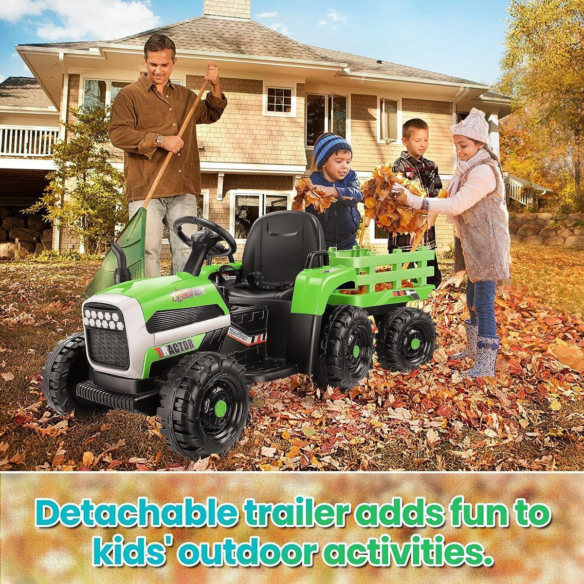 Electric Ride-On Tractor with Trailer for Kids - Remote Controlled Toy Vehicle