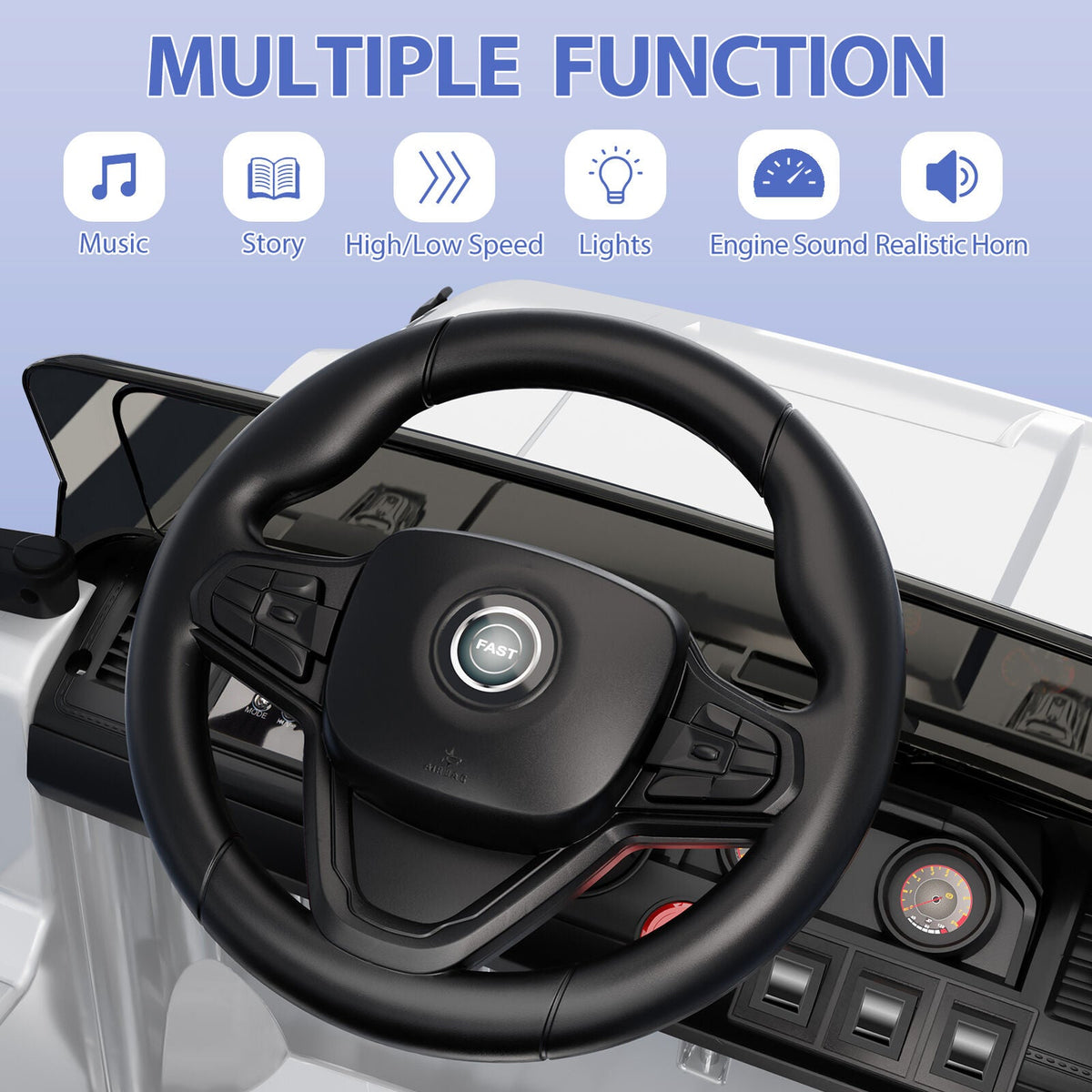Electric Ride-On Truck for Kids with 3 Speeds, LED Lights, Music, and MP3 Player