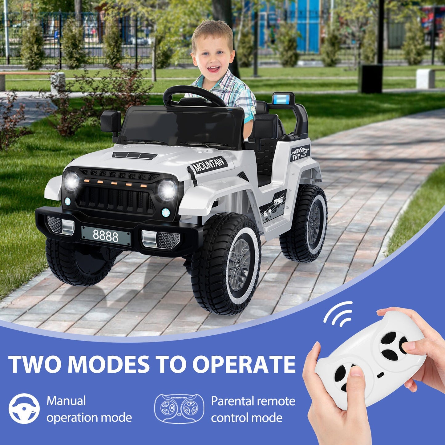 Electric Ride-On Truck for Kids with 3 Speeds, LED Lights, Music, and MP3 Player