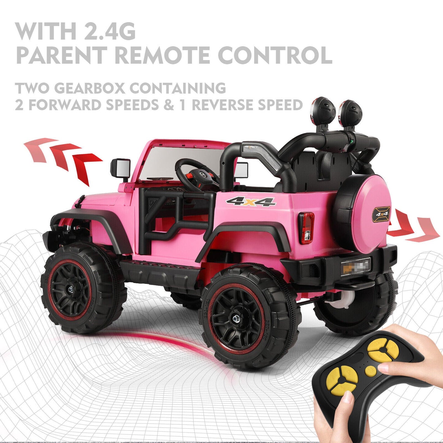 Electric Ride-On Truck for Kids with MP3 Player, Remote Control, and Pink Cover - 12V