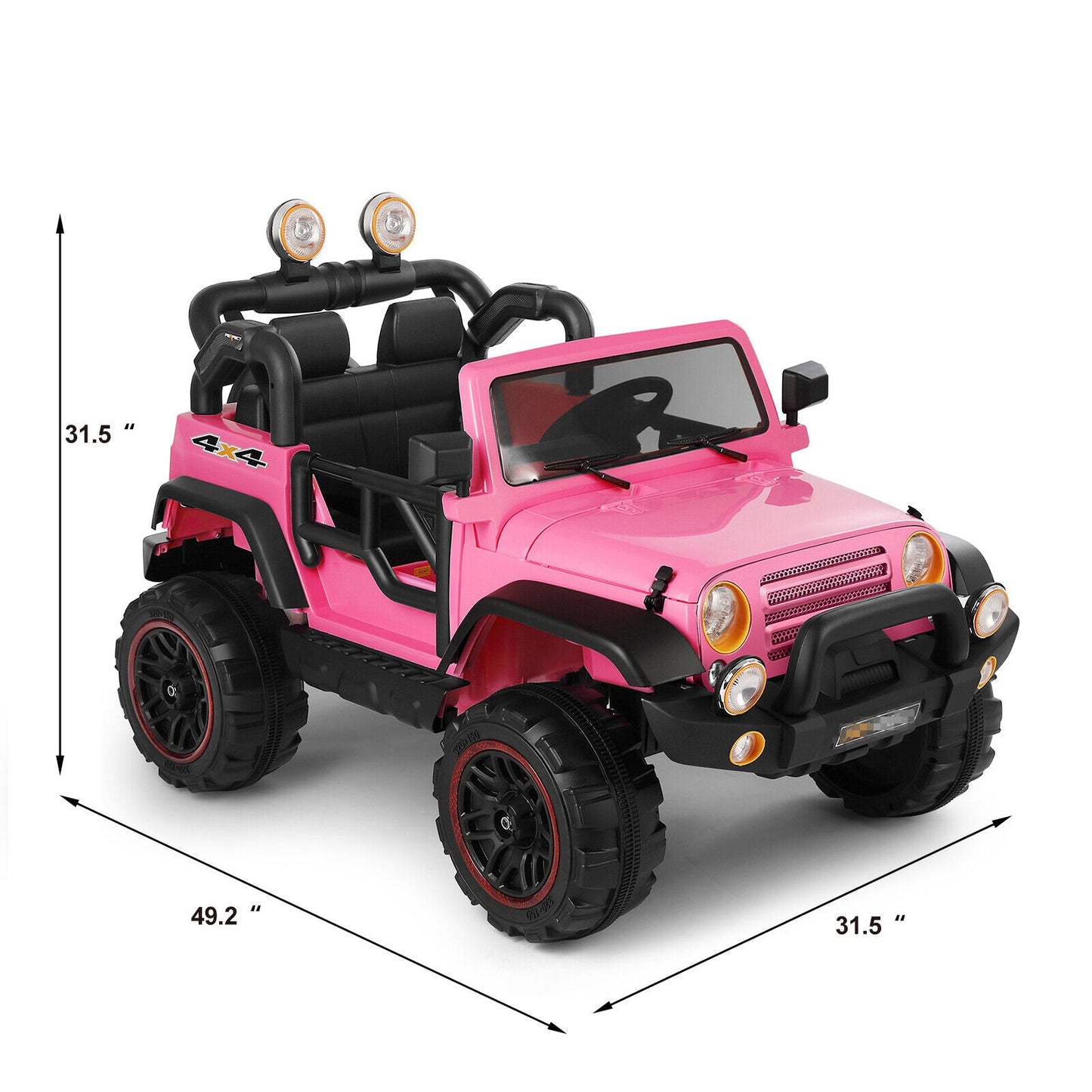 Electric Ride-On Truck for Kids with MP3 Player, Remote Control, and Pink Cover - 12V