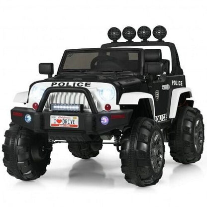 Electric Ride-On Truck for Kids with Remote Control and Magnetic Double Doors - Black & White