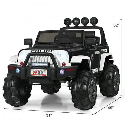 Electric Ride-On Truck for Kids with Remote Control and Magnetic Double Doors - Black & White