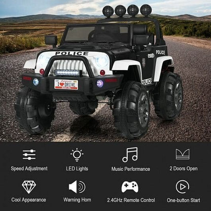 Electric Ride-On Truck for Kids with Remote Control and Magnetic Double Doors - Black & White