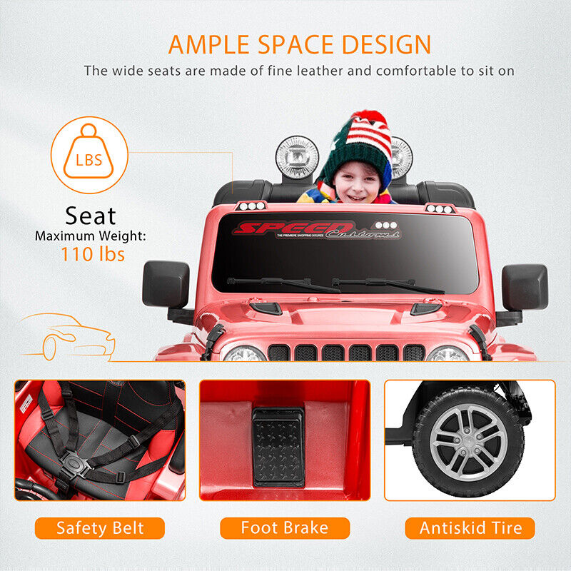 Electric Ride-On Truck for Kids with Remote Control, LED Lights, 3 Speeds, and Music