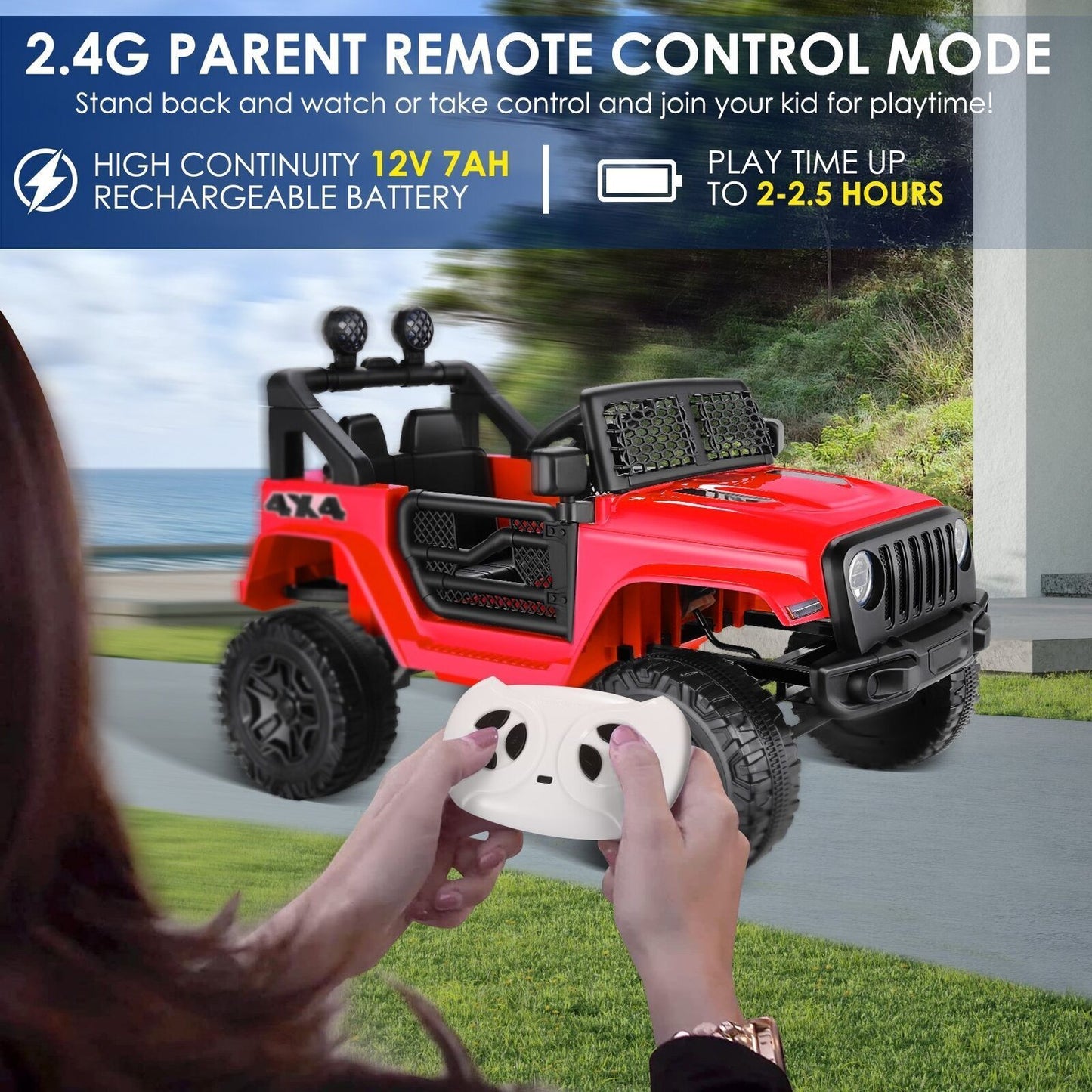 Electric Ride-On Truck for Kids with Remote Control, LED Lights, and 3 Speed Options