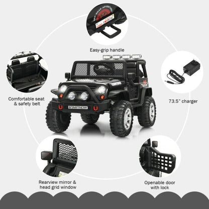 Electric Ride-On Truck for Kids with Remote Control, Lights, and Music - Black