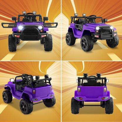 Electric Ride-On Truck for Kids with Remote Control, Lights, and Music - Purple