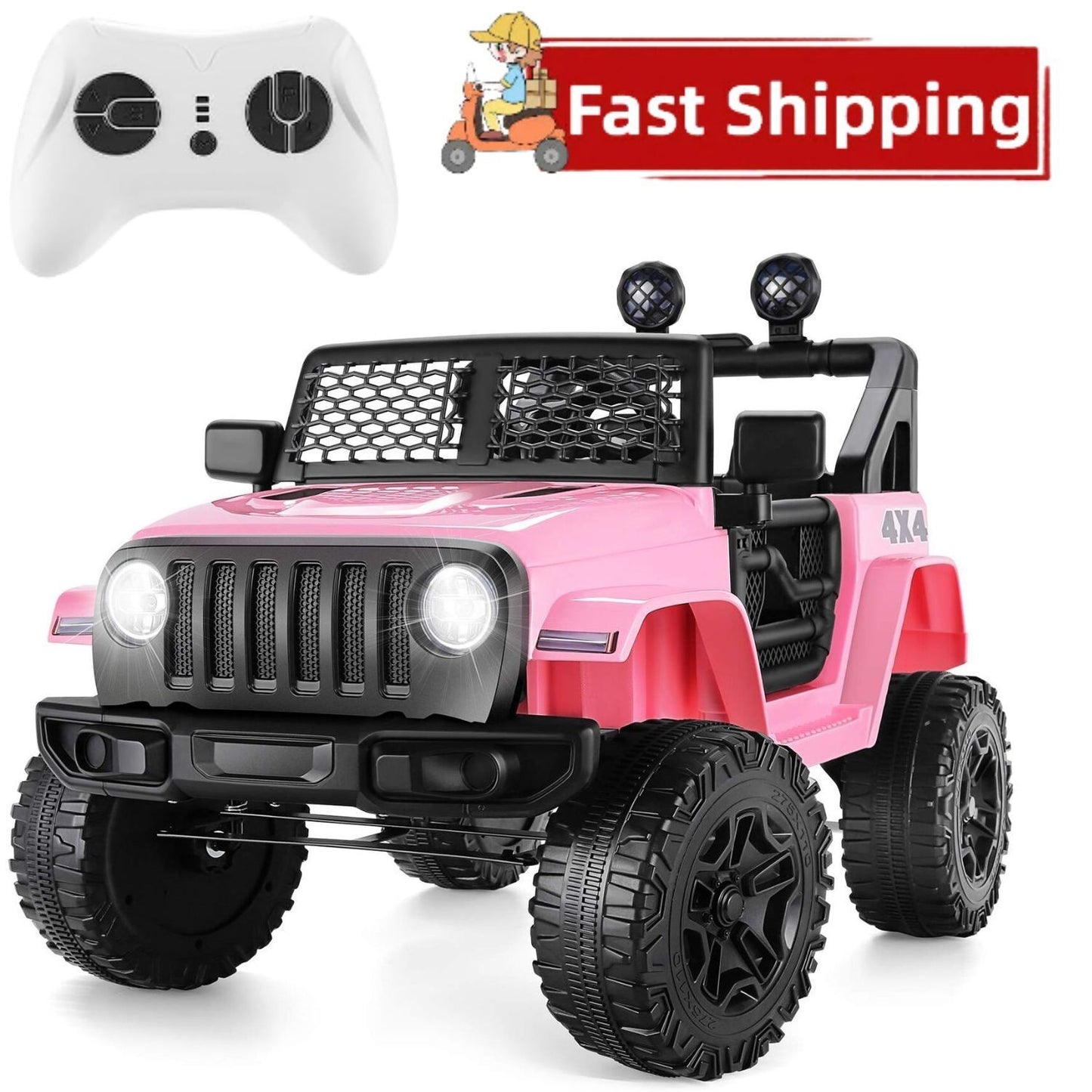 Electric Ride-On Truck for Kids with Remote Control, MP3 Player, and LED Lights - 24V/12V