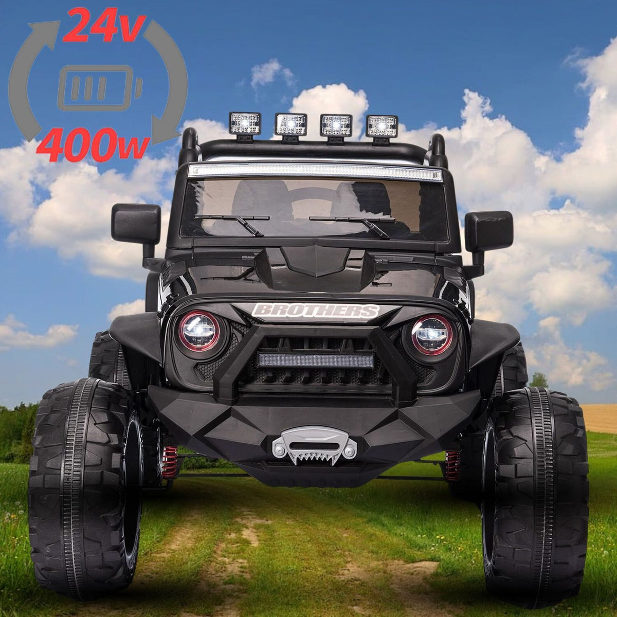 Kids Electric Ride On Jeep with Remote Control, 3 Speeds, LED Lights, and AUX/USB Connectivity - 24V/12V