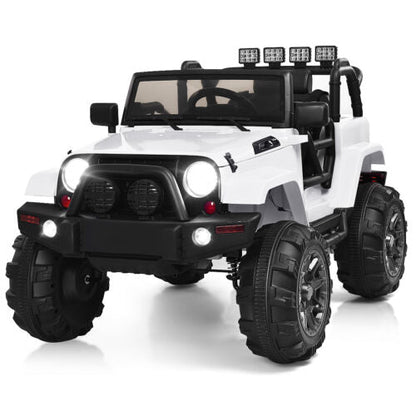 Electric Ride-On Truck for Kids with Remote Control, MP3 Player, and LED Lights - White