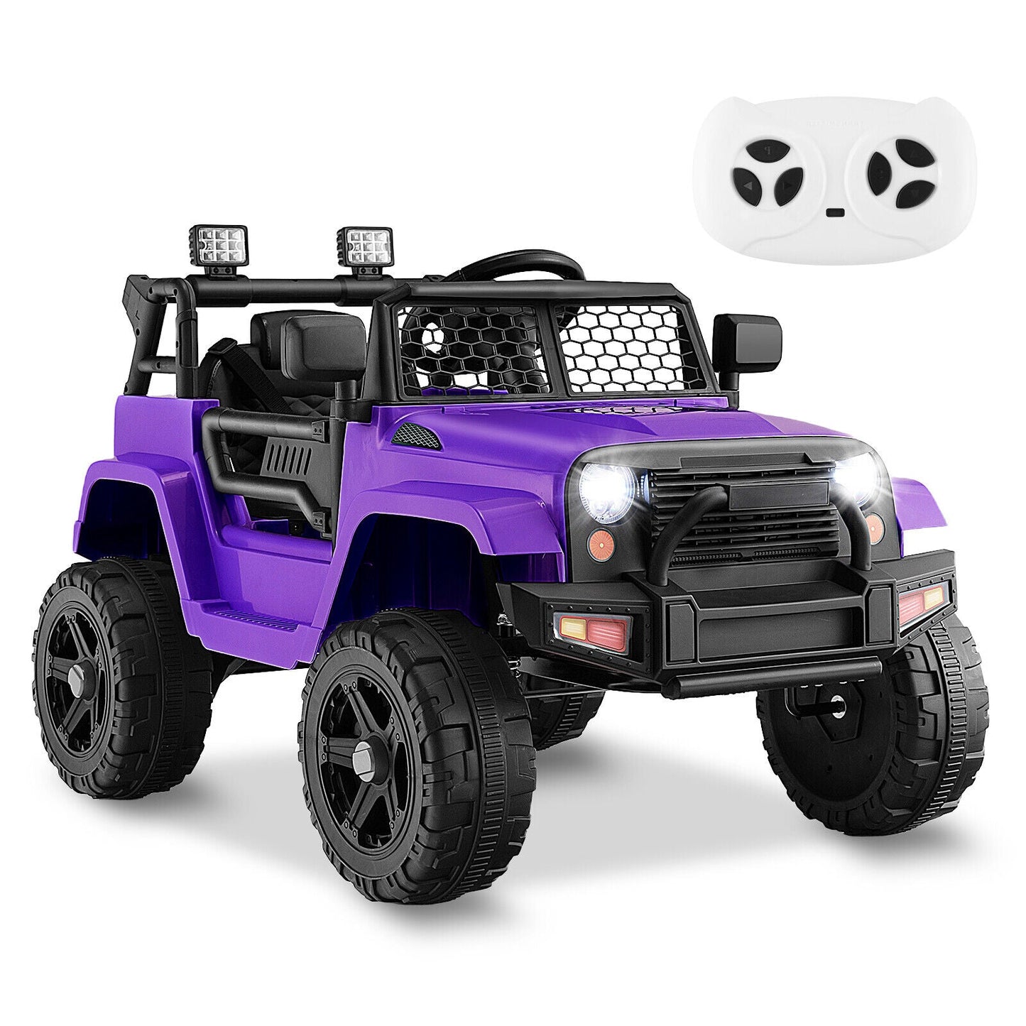 Electric Ride-On Truck for Kids with Remote Control, Music, and Lights - Purple