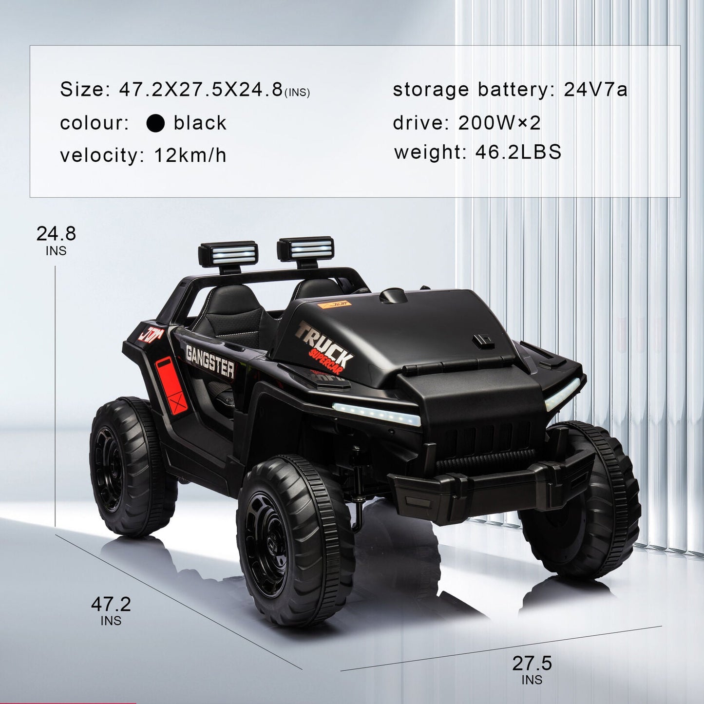 Electric Ride-On Truck for Kids with Remote Control, Music, LED Lights, and USB MP3