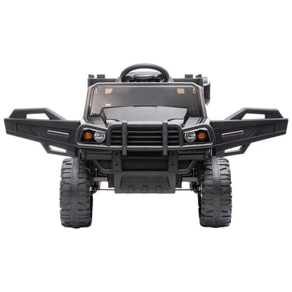 Electric Ride-On Truck with Music, Lights, and Detachable Trailer for Kids - Black