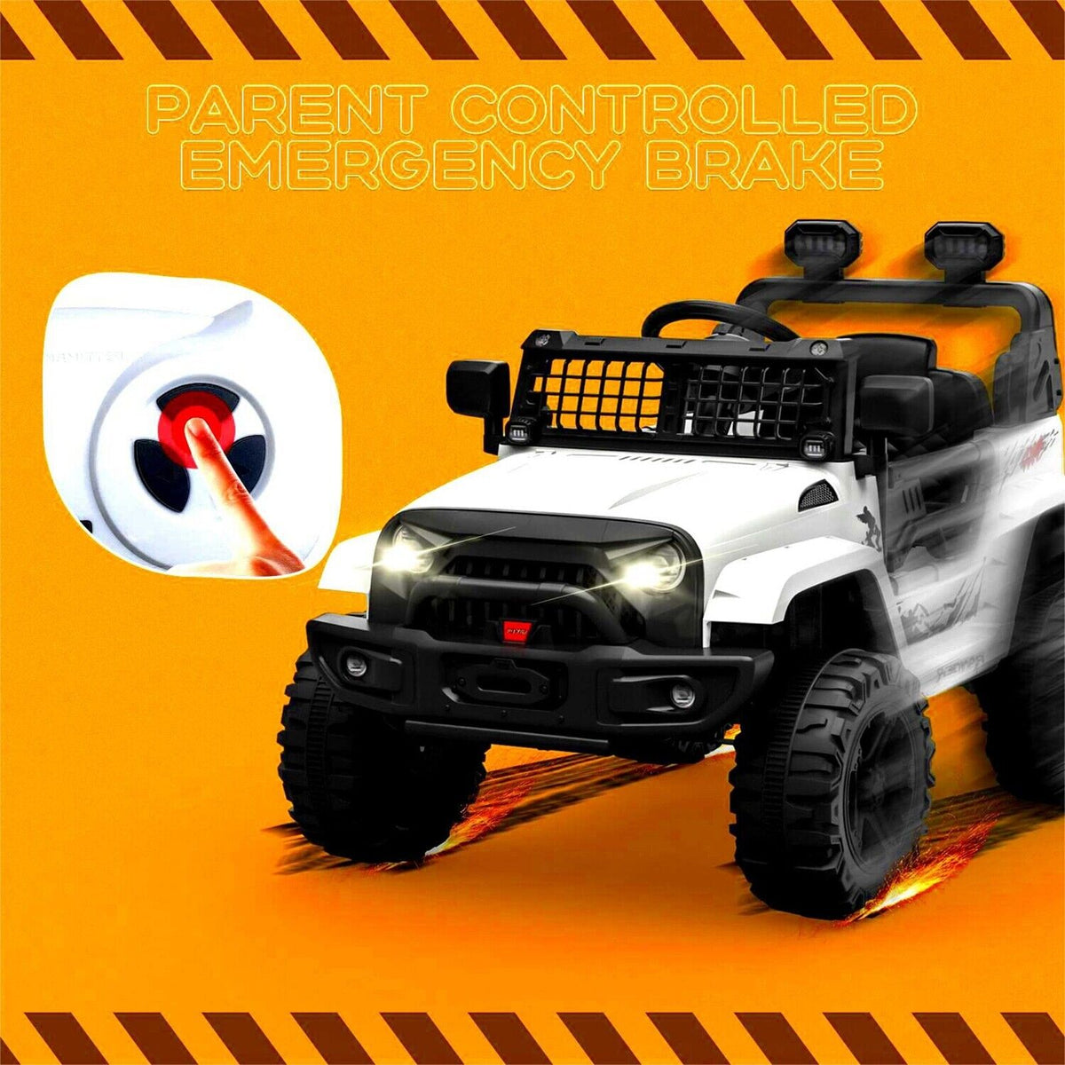 Jeep-Inspired 12V Ride-On Truck for Kids Ages 3-8, White