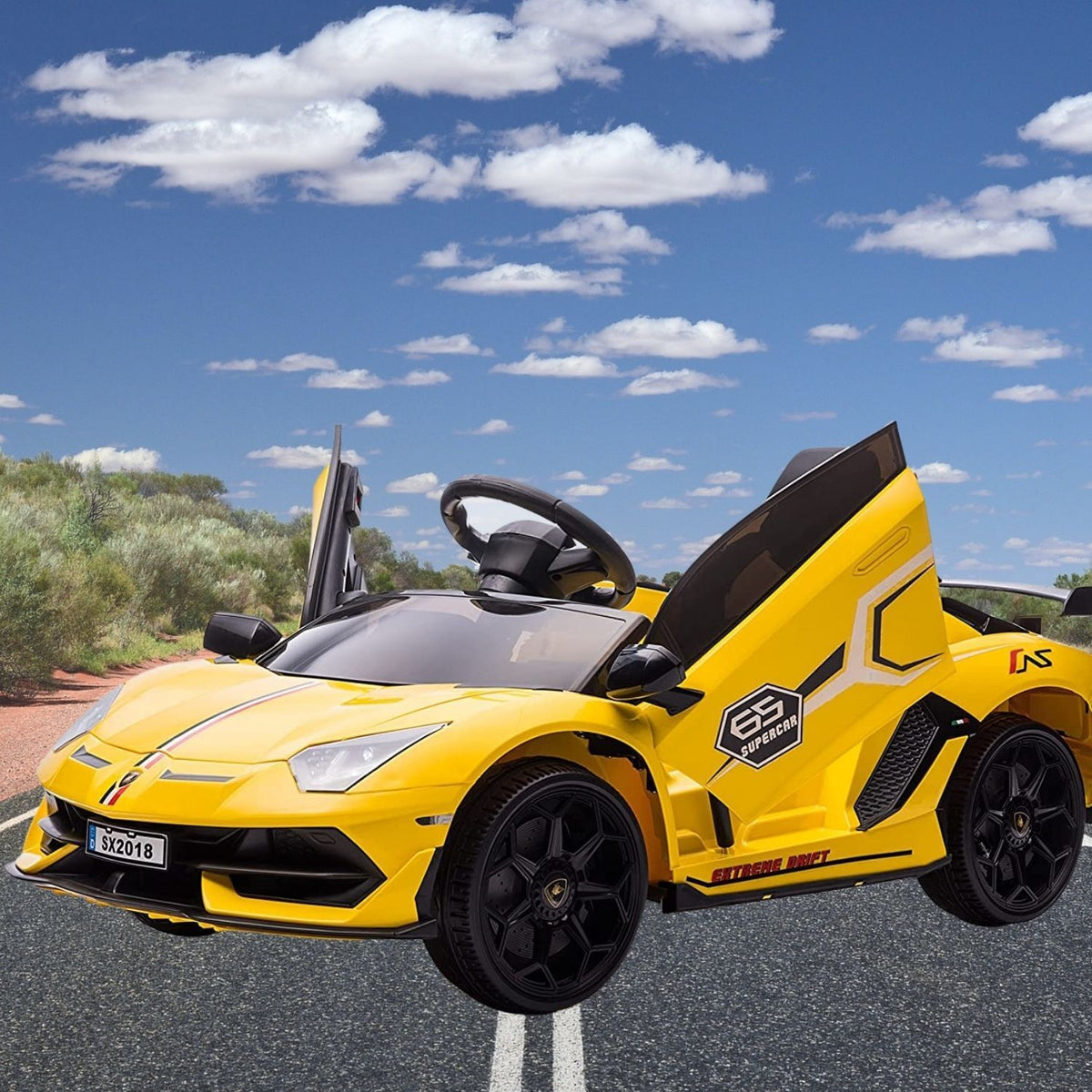 Electric Lamborghini Ride-On Car for Kids with Remote Control, MP3 Player, and 35W Motor