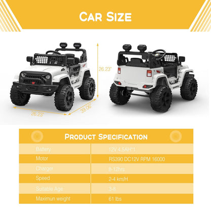 Electric Toy Jeep for Kids with Bluetooth Remote Control - Perfect Xmas Gift!