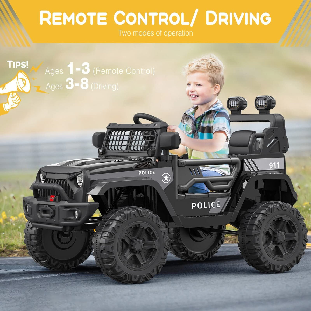 Electric Toy Jeep for Kids with Bluetooth Remote Control - Perfect Xmas Gift!
