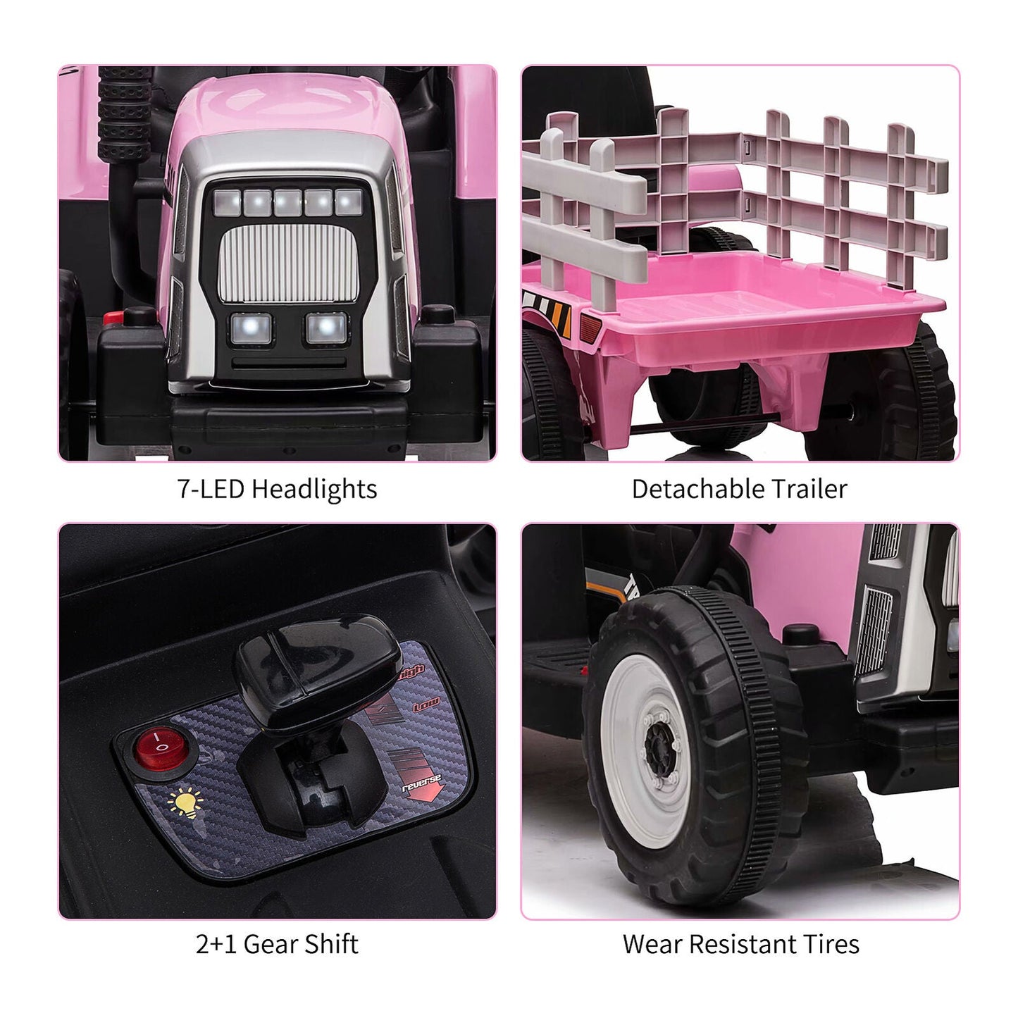 Electric Tractor Remote Control with Headlights for Kids Ages 3-6