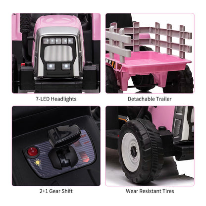 Electric Tractor Remote Control with Headlights for Kids Ages 3-6