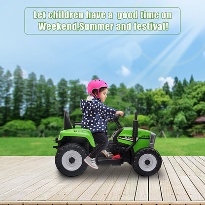 Electric Tractor Ride-On Toy with Trailer for Kids - Remote Control Included