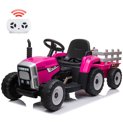 Electric Tractor with Trailer and Remote Control - Perfect Gift for Kids (12V Battery Powered)