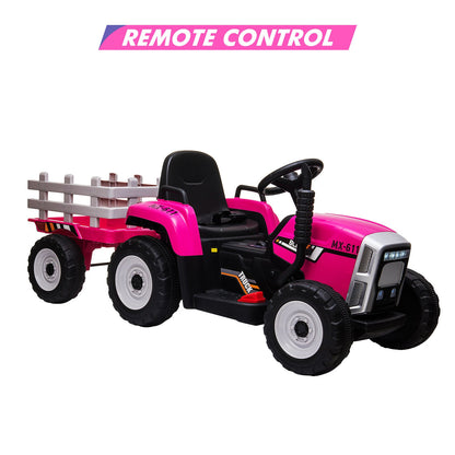 Electric Tractor with Trailer and Remote Control - Perfect Gift for Kids (12V Battery Powered)