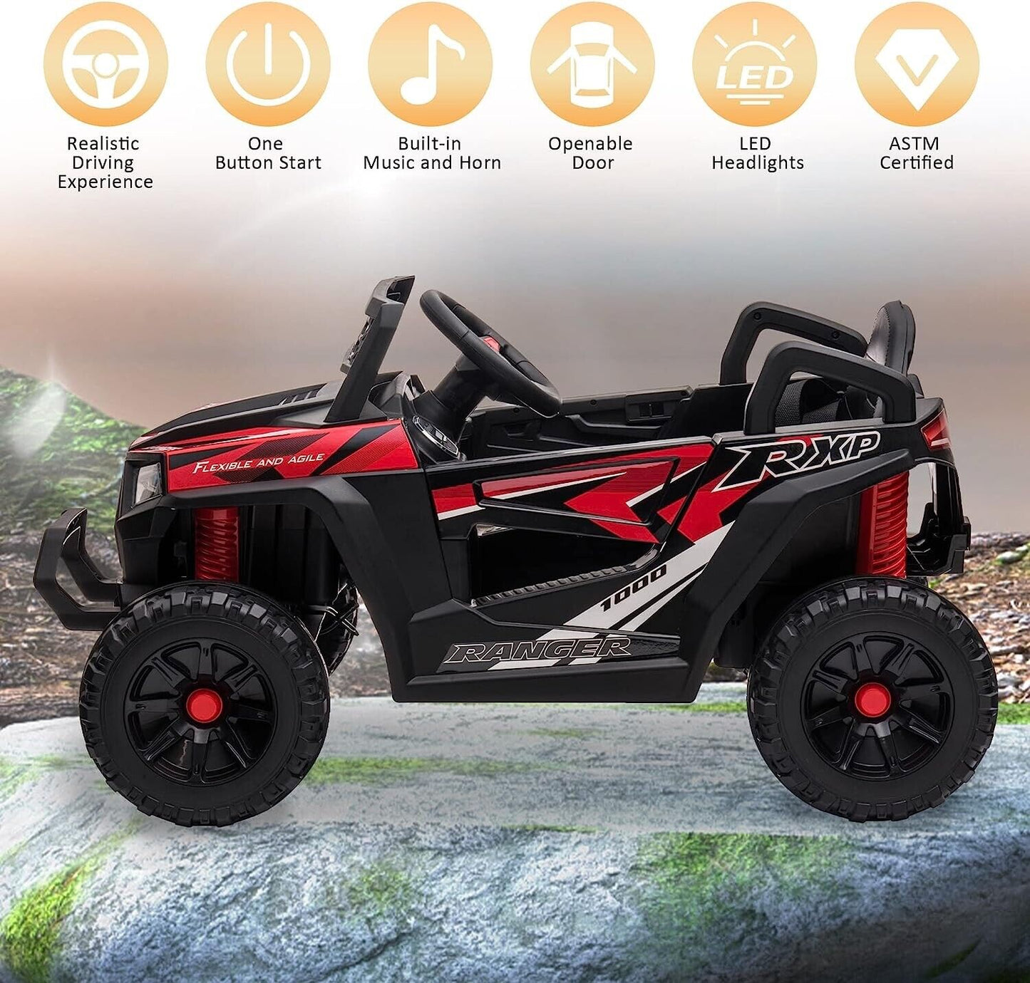 Electric UTV Truck Ride-On Car for Kids - Off-Road Adventure with Double Doors