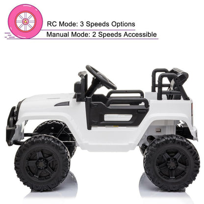 Electric White Truck 12V Battery-Powered Ride-On for Kids