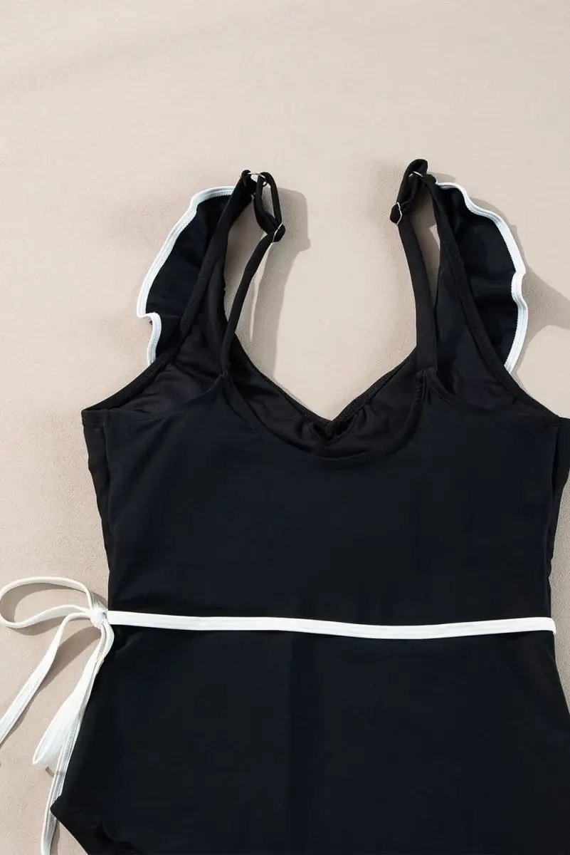 Accessories Love Salve Black Ruffle Swimsuit Vacation Women's One-Piece: Elegant & Flattering