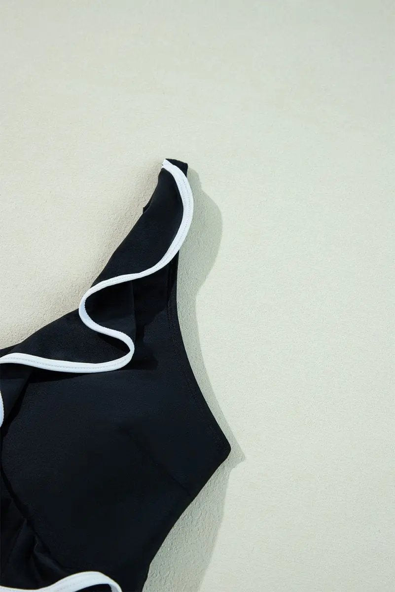 Accessories Love Salve Black Ruffle Swimsuit Vacation Women's One-Piece: Elegant & Flattering