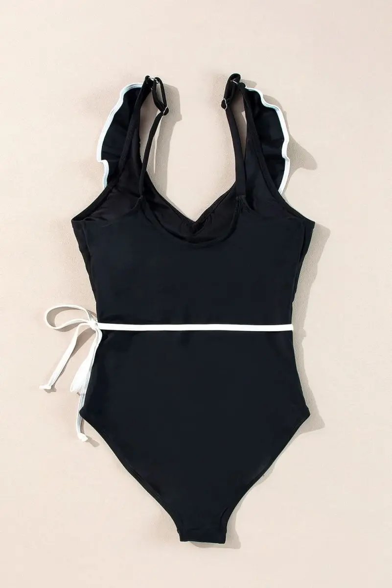Accessories Love Salve Black Ruffle Swimsuit Vacation Women's One-Piece: Elegant & Flattering