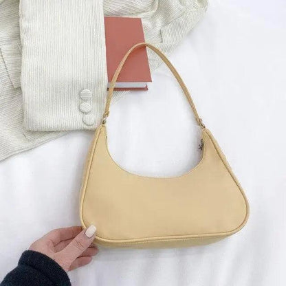 Elegant Pure Color Shoulder Underarm Bags, Casual Ladies Zipper Small Purse Top-handle Handbag For Ladies And Girls