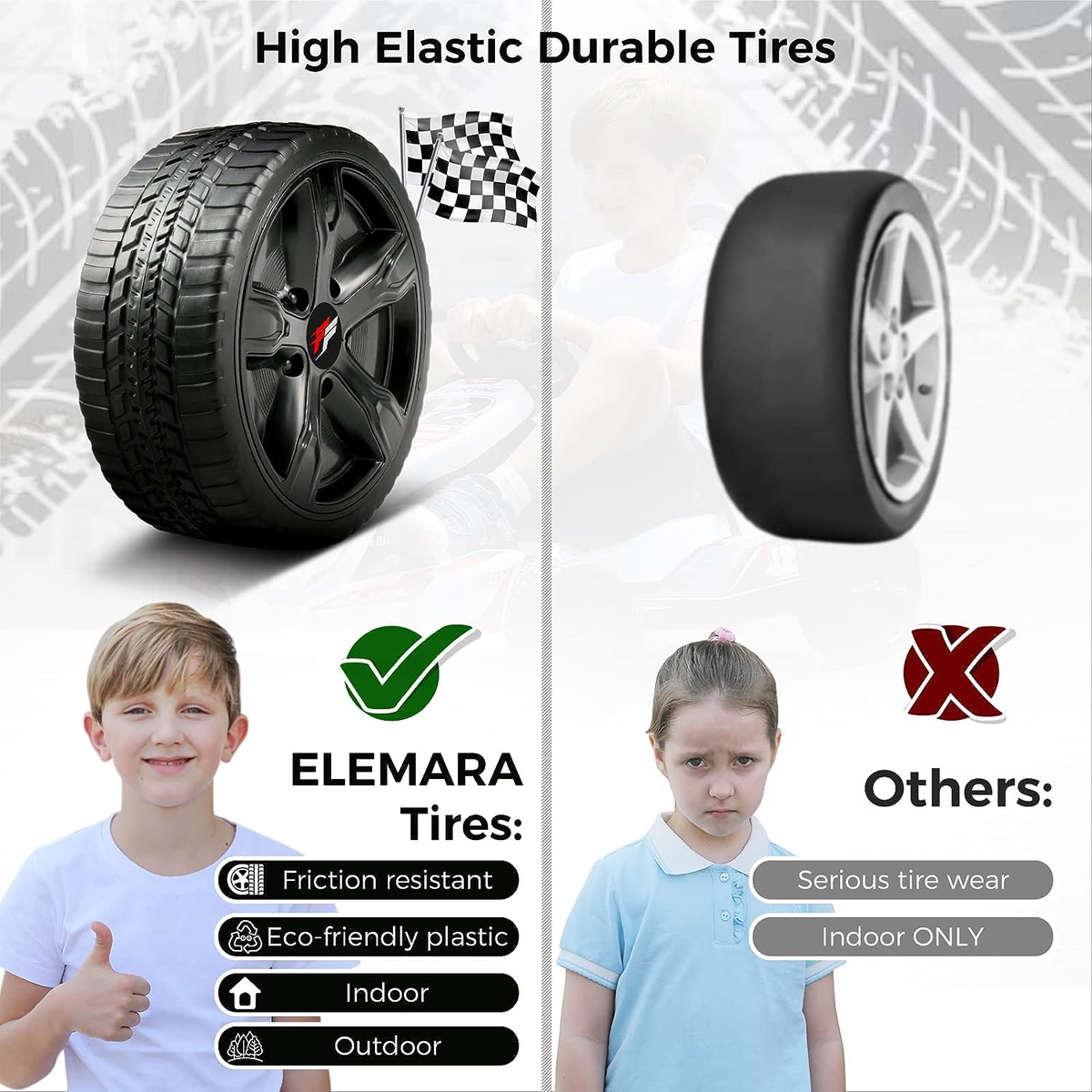 ELEMARA 12V 2WD Electric Go Kart for Kids - Battery Powered Ride On Car with Parental Remote Control