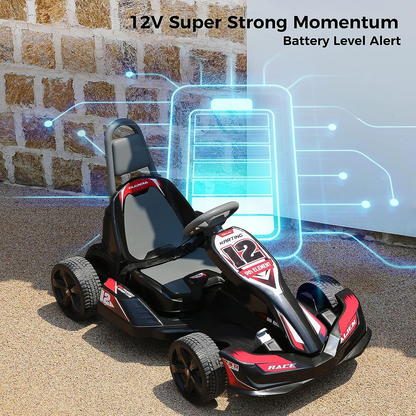 ELEMARA 12V 2WD Electric Go Kart for Kids - Battery Powered Ride On Car with Parental Remote Control