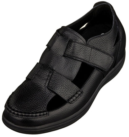 CALTO - K2661 - 3.2 Inches Taller (Black) - Casual Fisherman Sandal