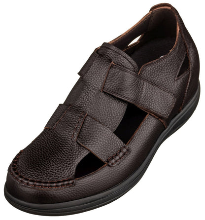 CALTO - K2662 - 3.2 Inches Taller (Dark Brown) - Casual Fisherman Sandal