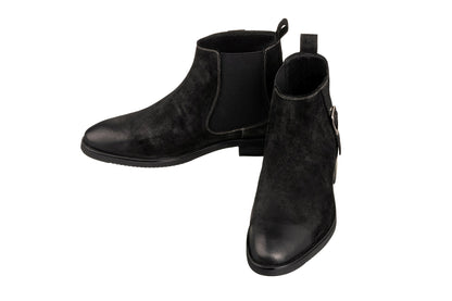 TOTO - K92081 - 3 Inches Taller (Nubuck Black) - Chelsea Ankle Boots