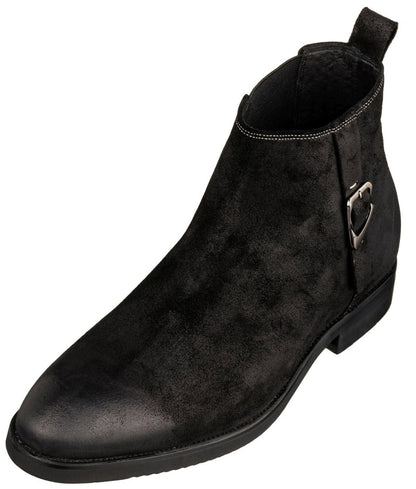 TOTO - K92081 - 3 Inches Taller (Nubuck Black) - Chelsea Ankle Boots