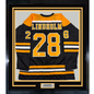Framed Autographed/Signed Elias Lindholm 35x39 Boston Black Hockey Jersey JSA COA