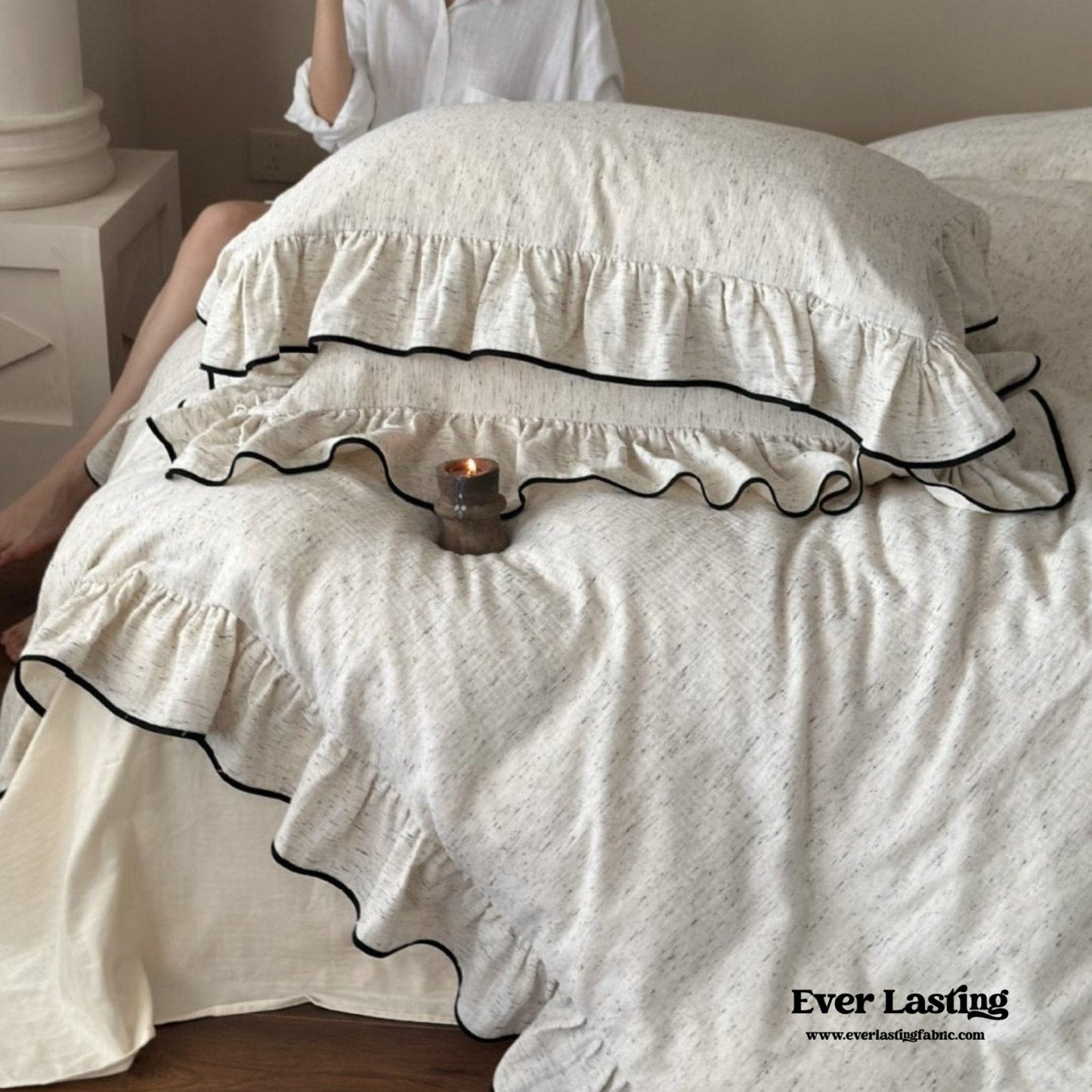 Élise French Vintage Ruffled Double Gauze Bedding Set