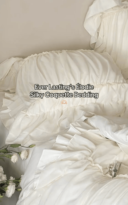 Élodie Silky Coquette Ruffled Bedding Set / Beige