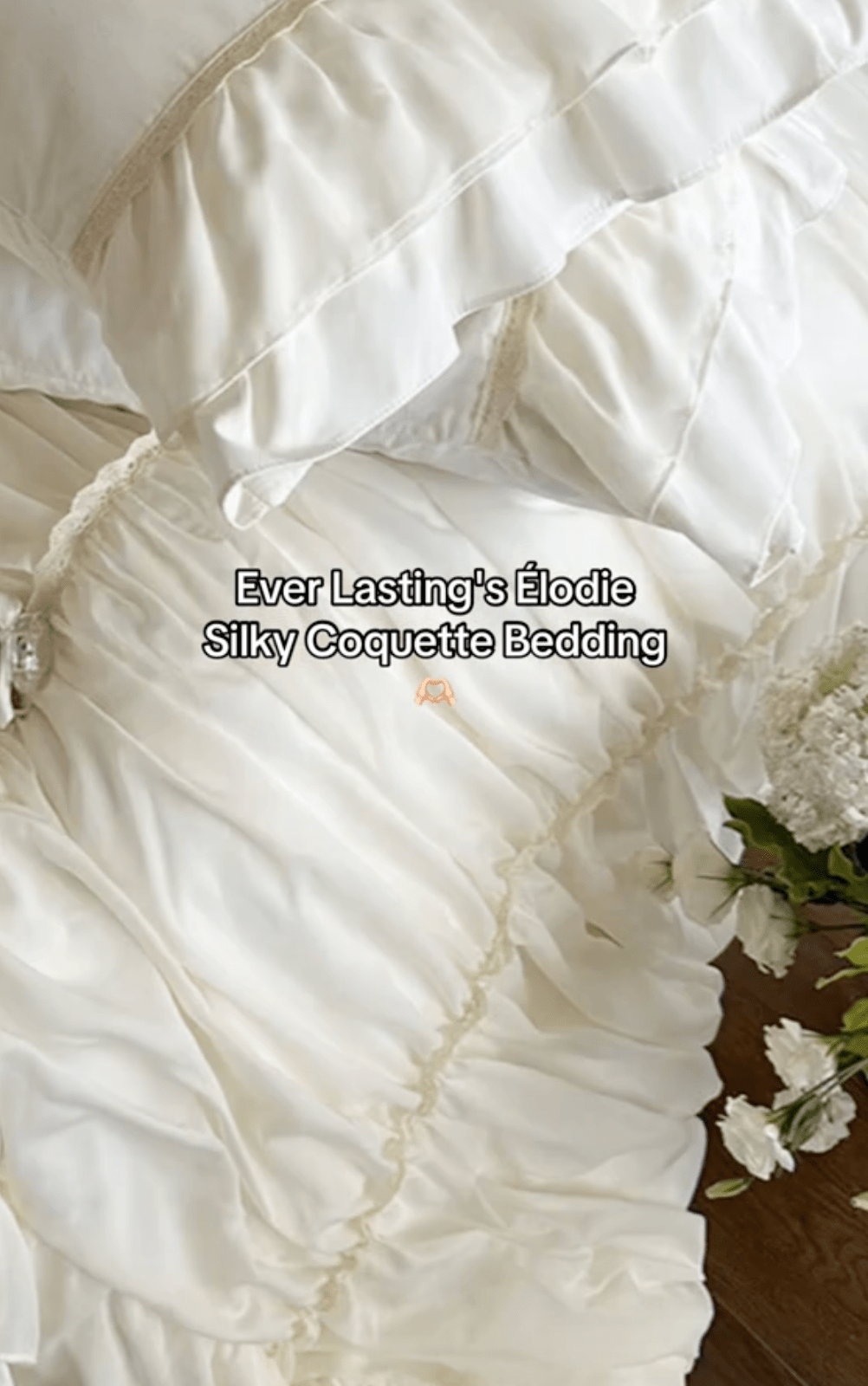 Élodie Silky Coquette Ruffled Bedding Set / Beige