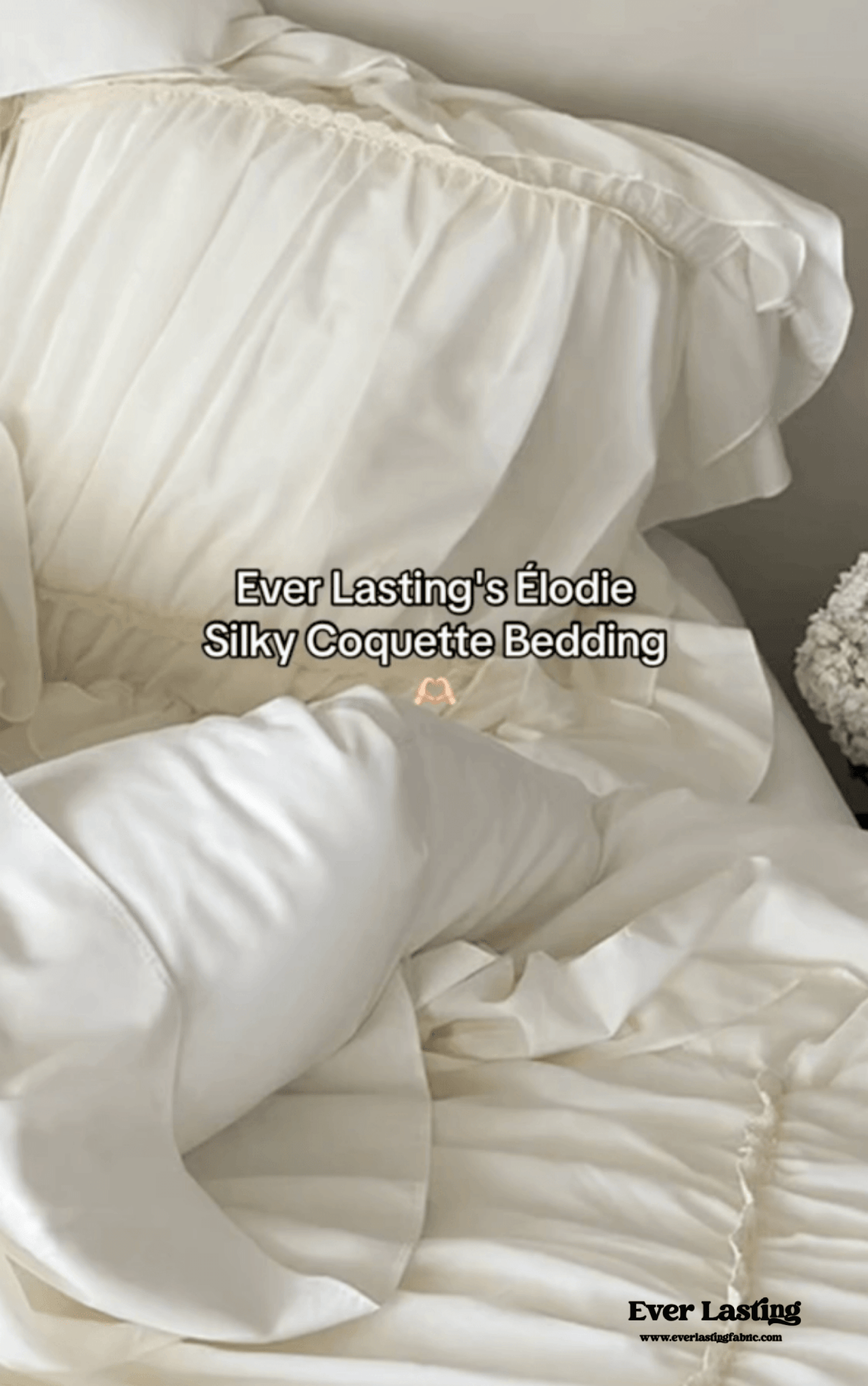 Élodie Silky Coquette Ruffled Bedding Set / White