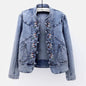 Embroidered Denim Jacket for Women | Loose Cropped Style - # GIAA23210009