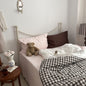 Emi Patchwork Gingham Bedding Set / Soft Mocha Pink