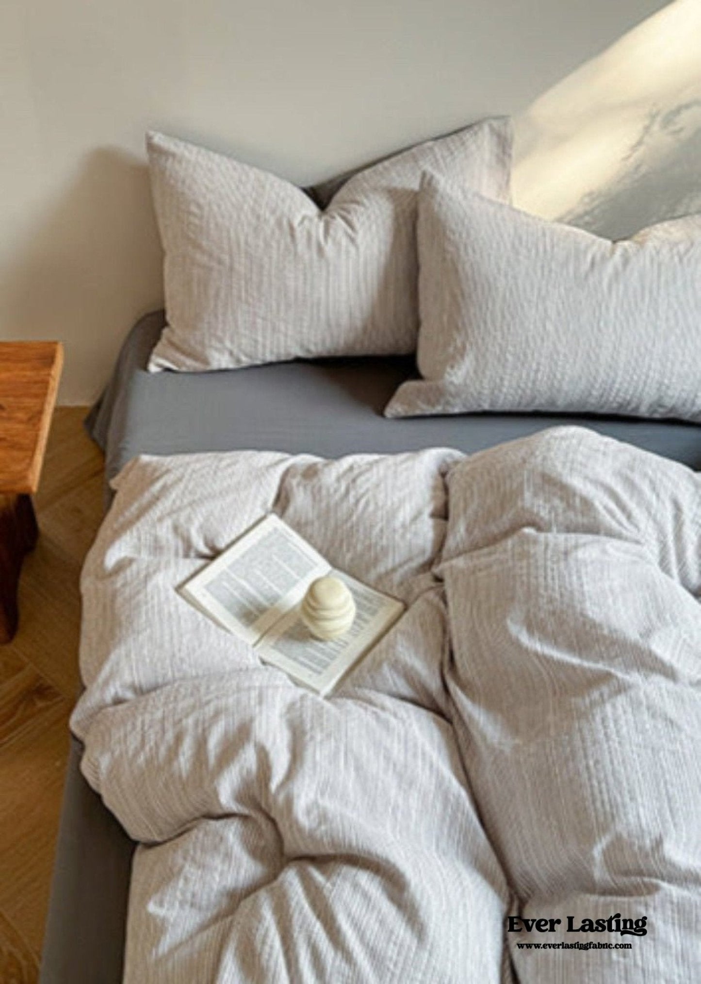 Emma Duo Striped Jacquard Bedding Set / Cream