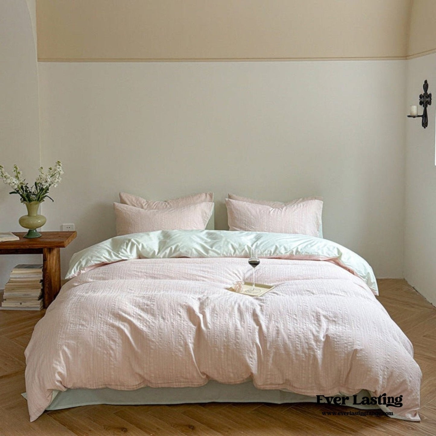 Emma Duo Striped Jacquard Bedding Set / Cream