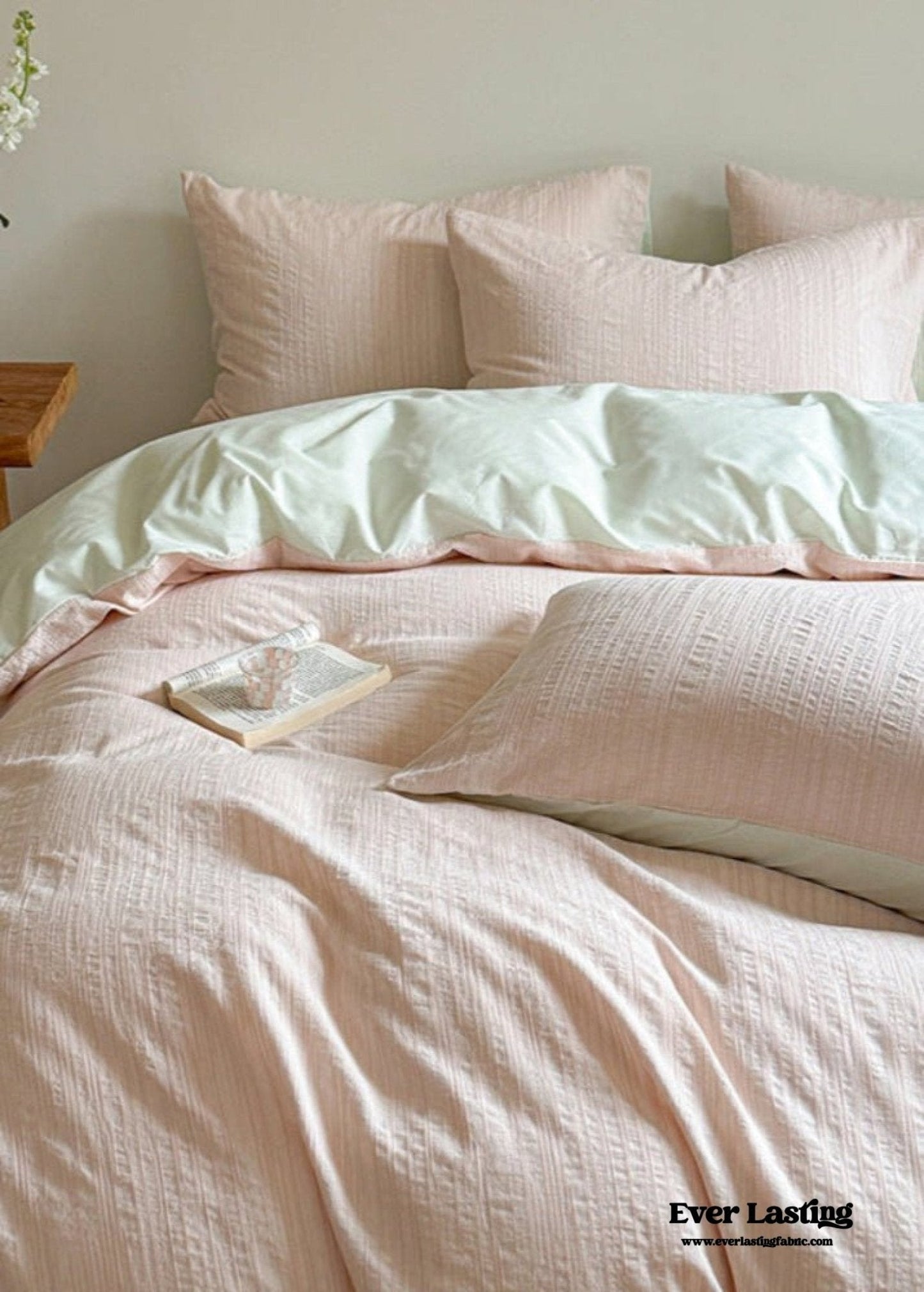 Emma Duo Striped Jacquard Bedding Set / Cream